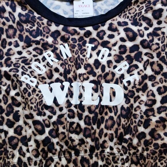 NEW cropped long sleeve shirt Leopard print large - Picture 5 of 7